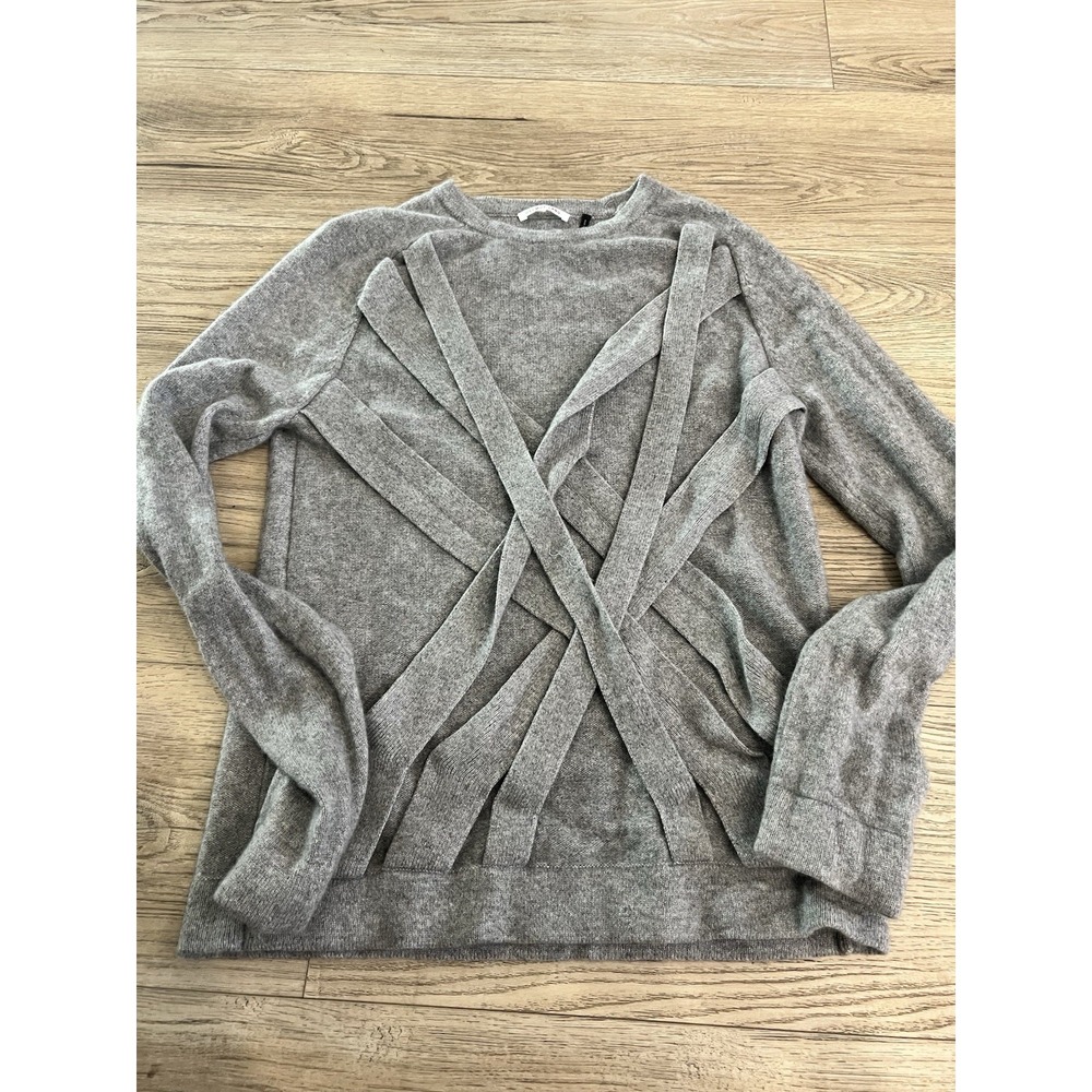 Helmut Lang Women's Gray Wool Cashmere Blend Wrap Knit Sweater Size M